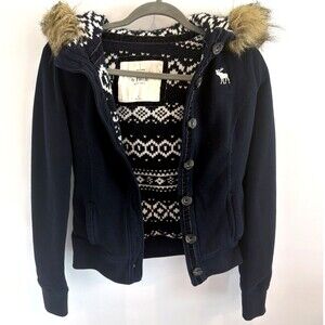 Vtg Abercrombie & Fitch Womens Sz S Y2K Faux Fur Sweater Hoodie 90s Bella Swan